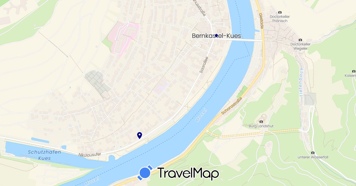 TravelMap itinerary: driving in Germany (Europe)