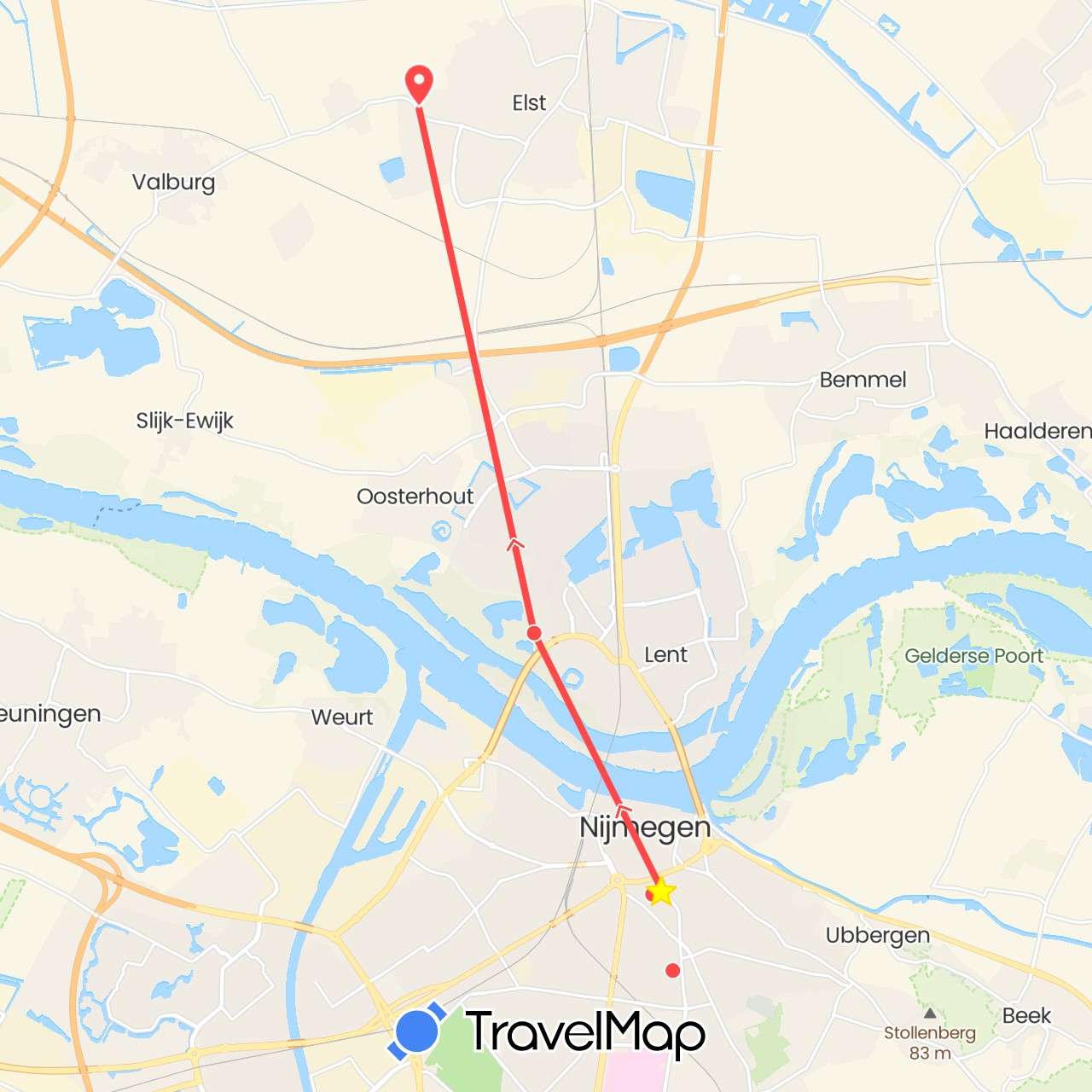 TravelMap itinerary: driving, hiking in Netherlands (Europe)