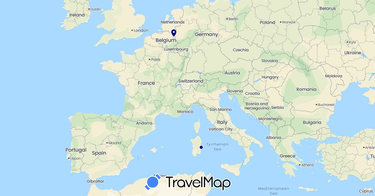 TravelMap itinerary: driving in Italy (Europe)